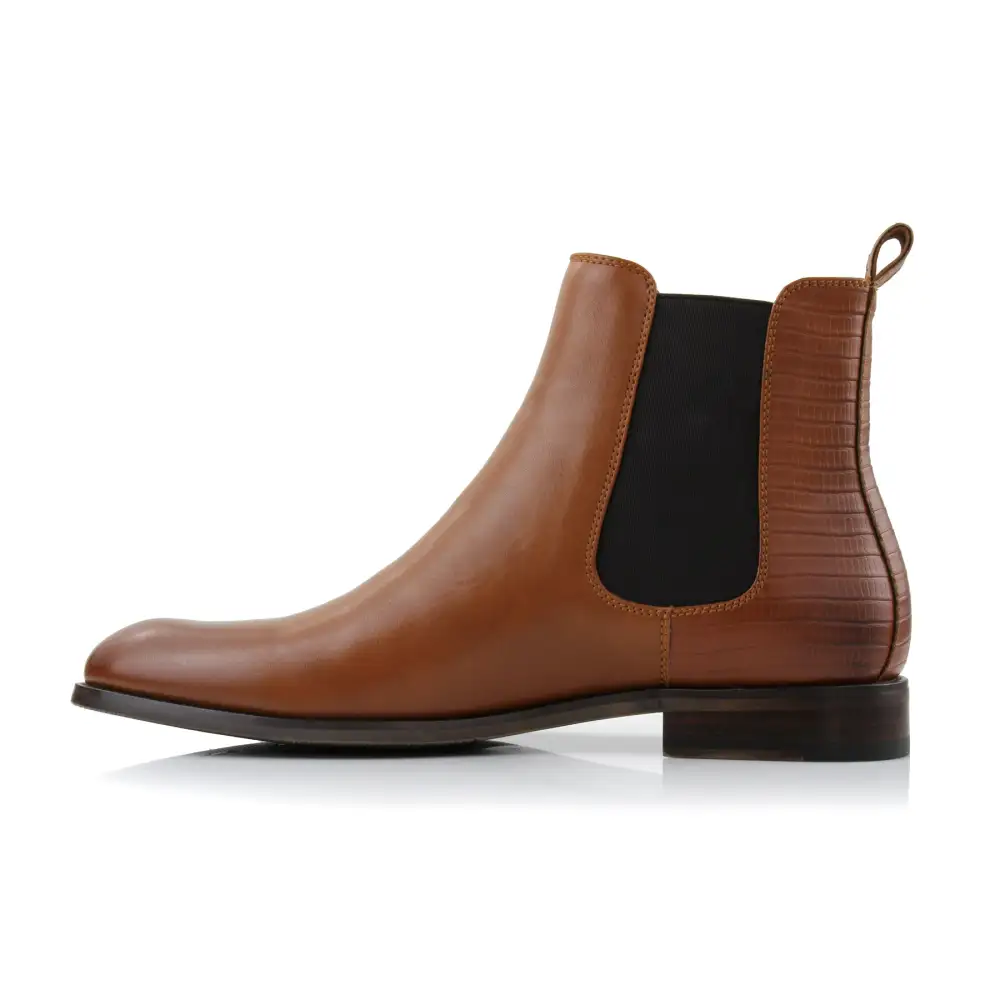 Refined Faux-Leather Slip-On Elastic-Side Chelsea Boots