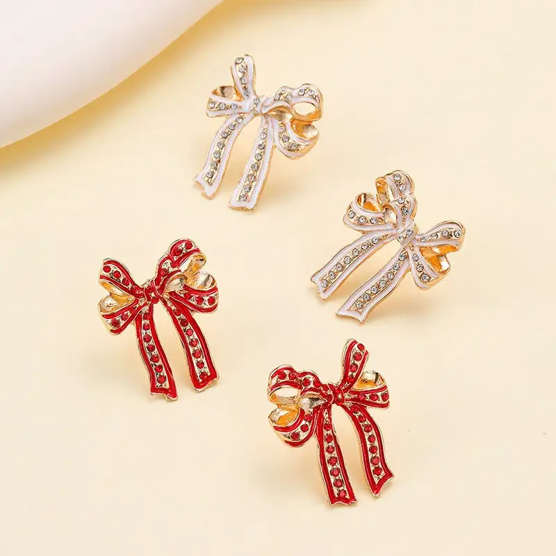 Charming Rhinestone Bow arrings