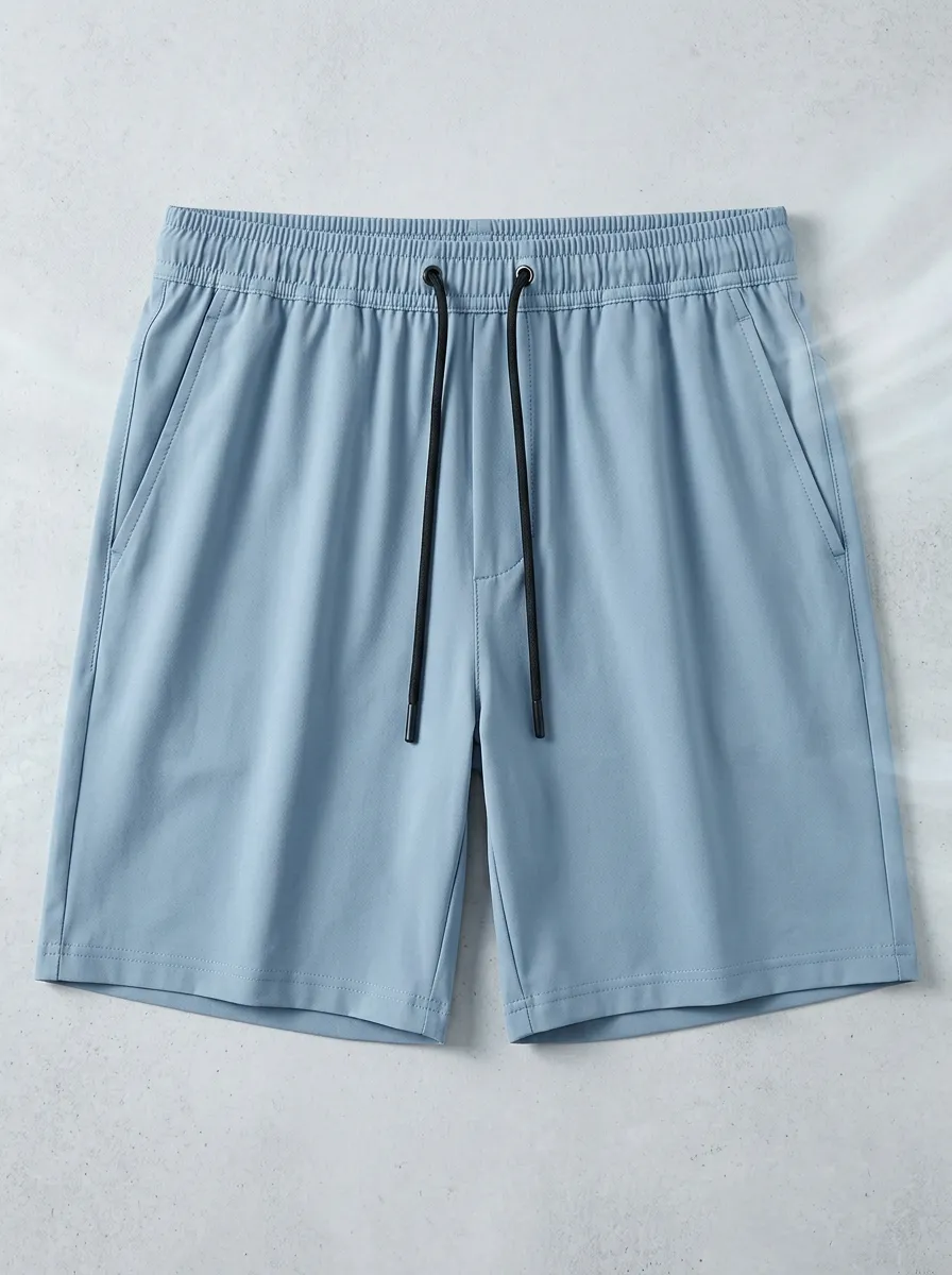 Clean-Line Ice-Silk Elastic-Waist Stretch Shorts