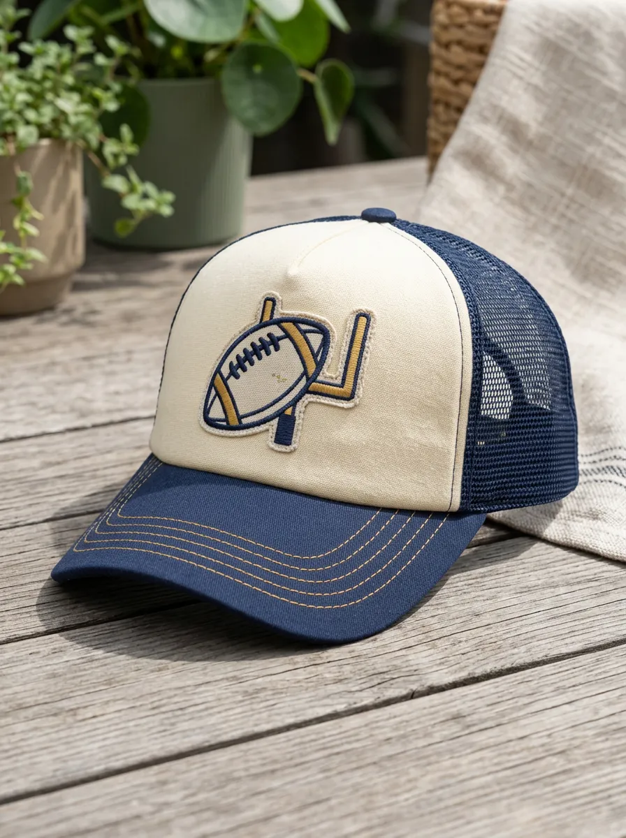 Men's American Football Fan Goalpost Printed Mesh Trucker Hat