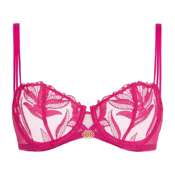 Women's Balconette Underwire Adjustable Straps Floral Lace Embroidery Mesh Floral Detail Fuller Bust Bra