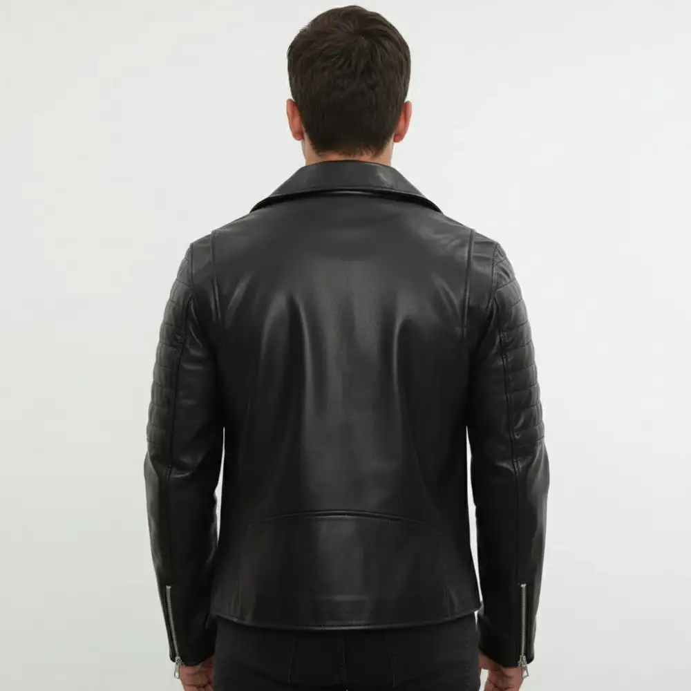 Streamlined Leather Biker Motorcycle Jacket