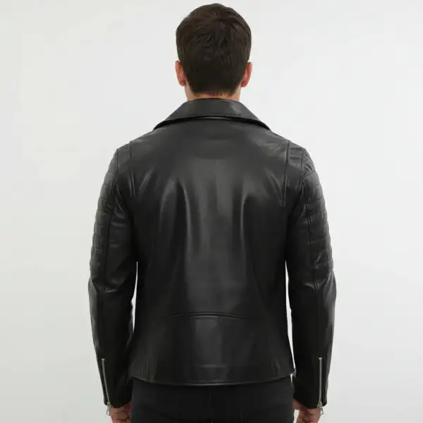 Streamlined Leather Biker Motorcycle Jacket