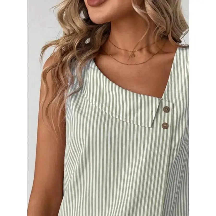 Decorative Button Asymmetrical Tank