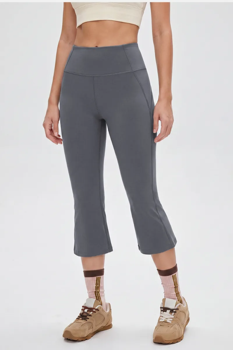 High-Waist Flared Capri Trousers