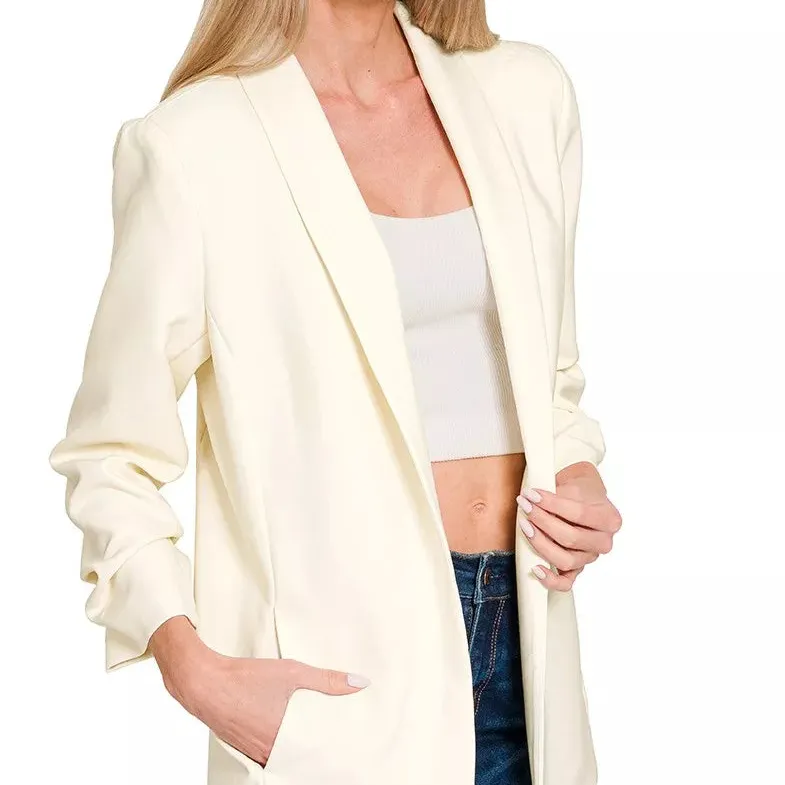 Open Front Pocket Detail Tailored Blazer