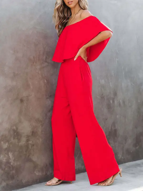 One Shoulder The Jumpsuit Wide Leg Pants