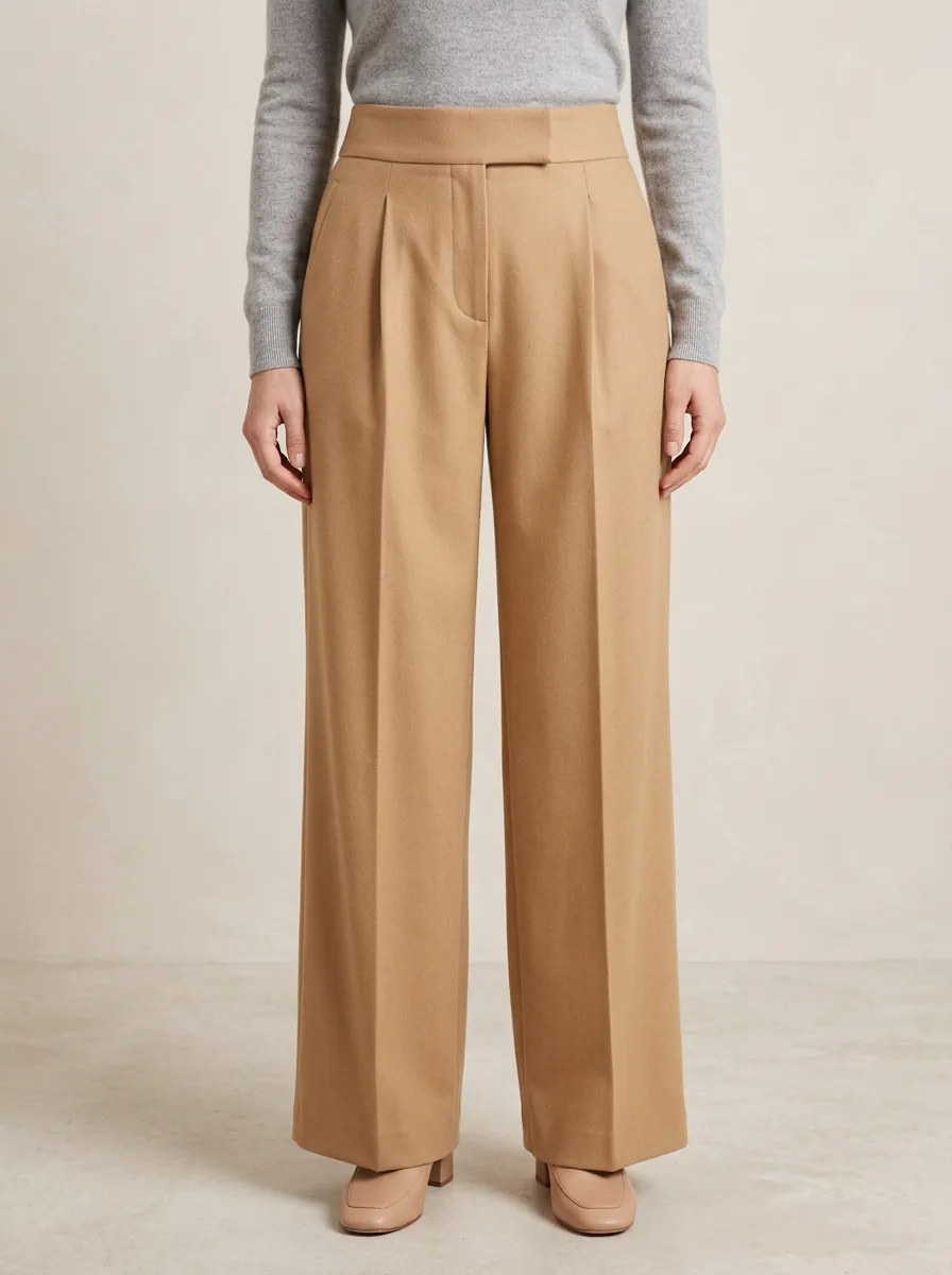 Classic Detail Pleated Wide-Leg Trousers