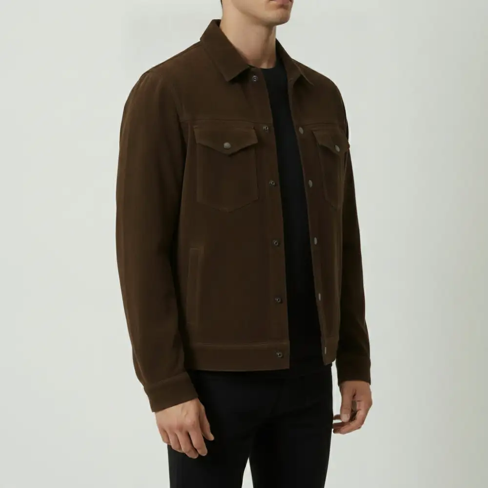 Utility Suede Trucker Jacket