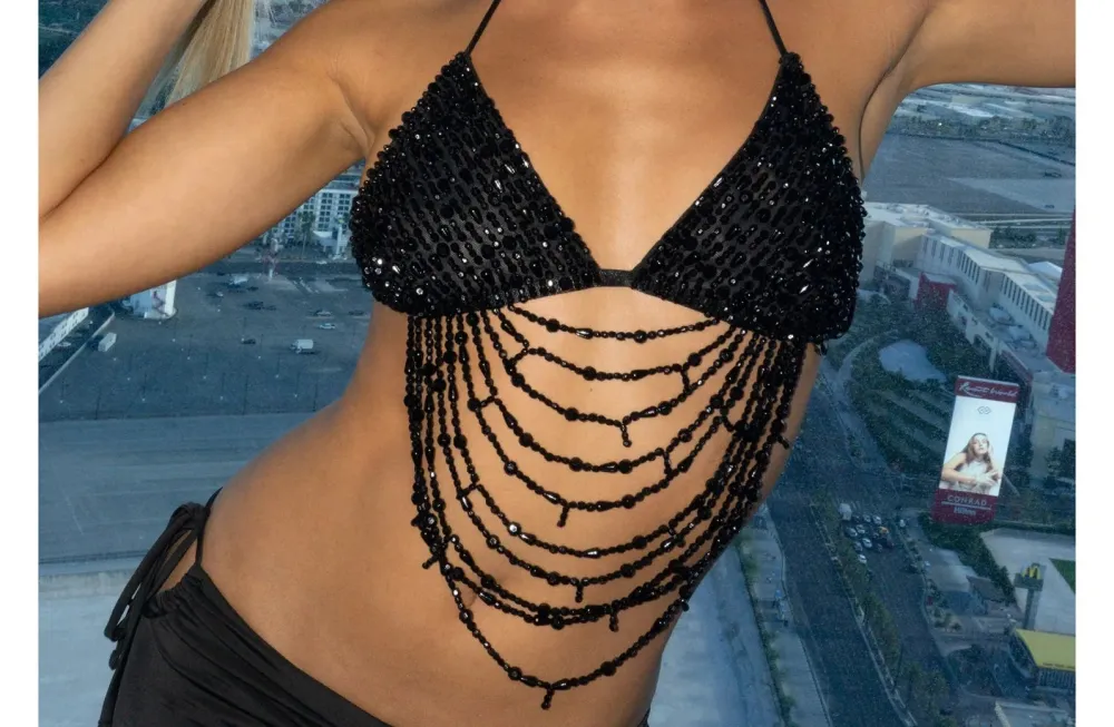Mesh Halter Triangle Bralette Top