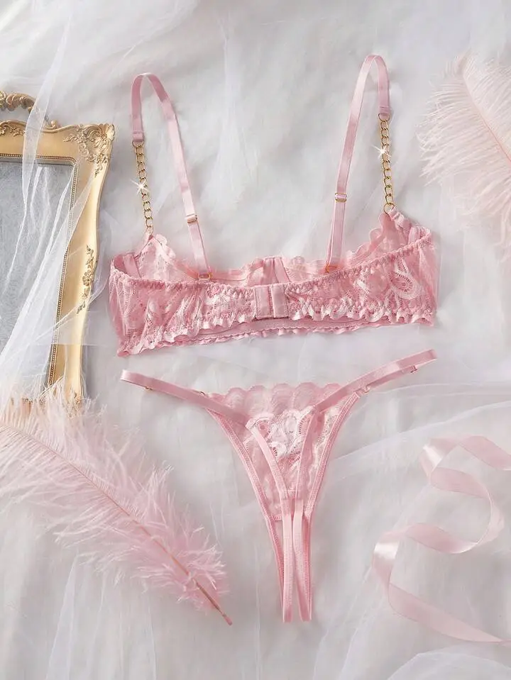 Refined Lace Sheer Bra And Panty Set