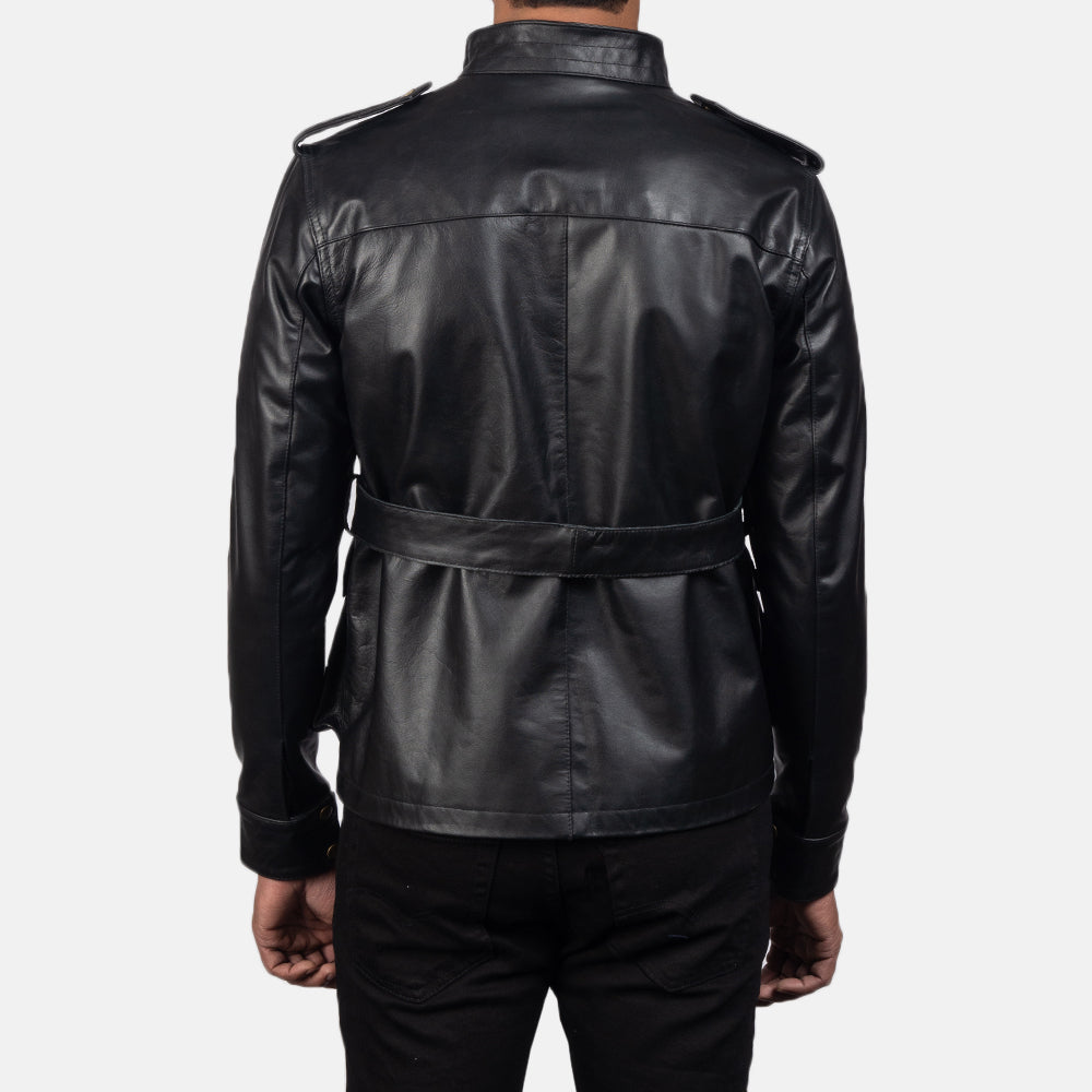 Men's Panel Detail Leather Jacket