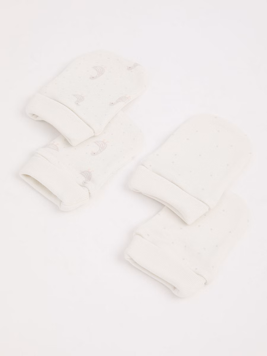 Cream Duck Newborn Hats and Mittens 2 Pack detail 2