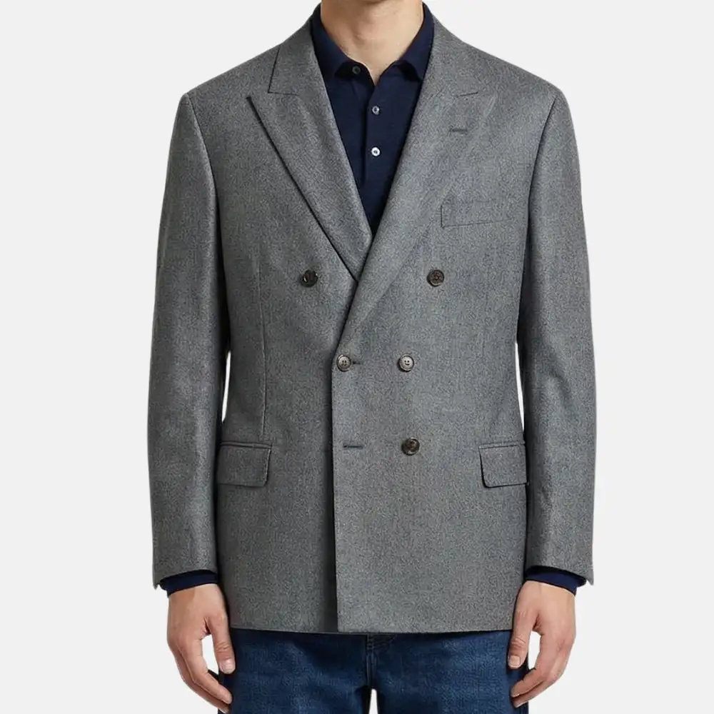 Double Breasted Cashmere Wool Blazer Jacket