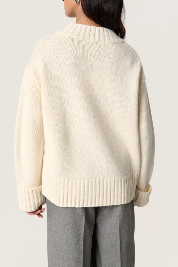 Relaxed Rib Knit V-Neck Sweater