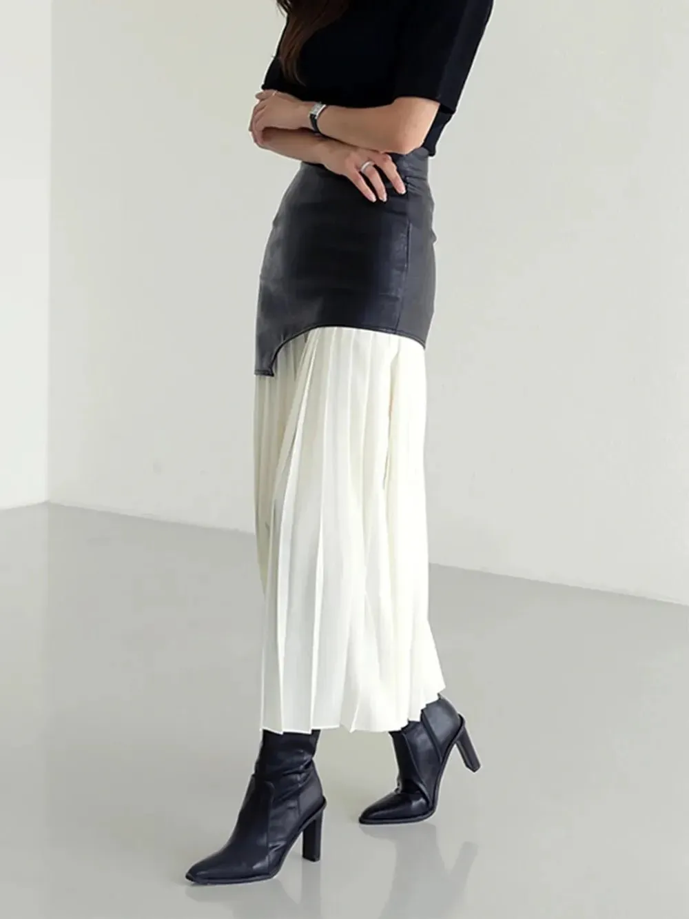 High Waist Pleated Casual Skirt