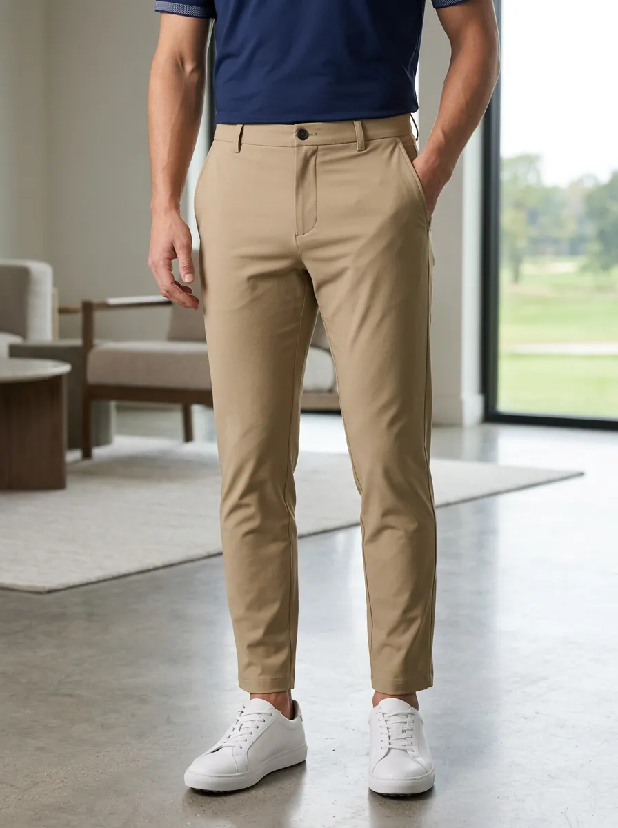 Men's Golf Sport Khaki Solid Color Casual Pants