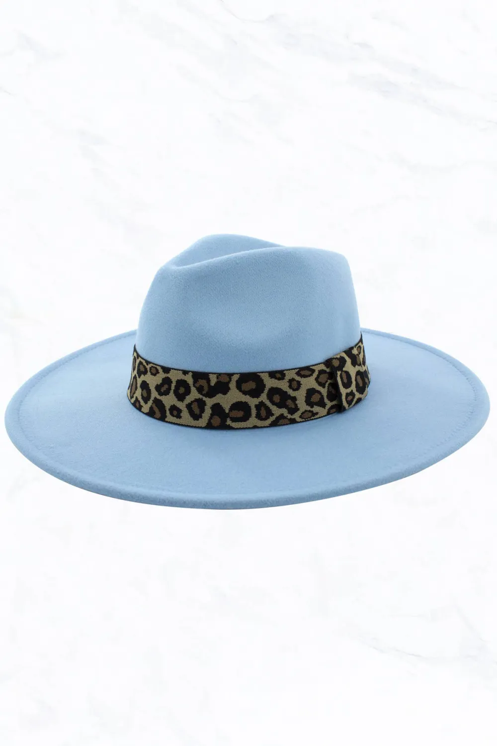 Big Brim Peach Heart Top Jazz Hat Wide Leopard Belt