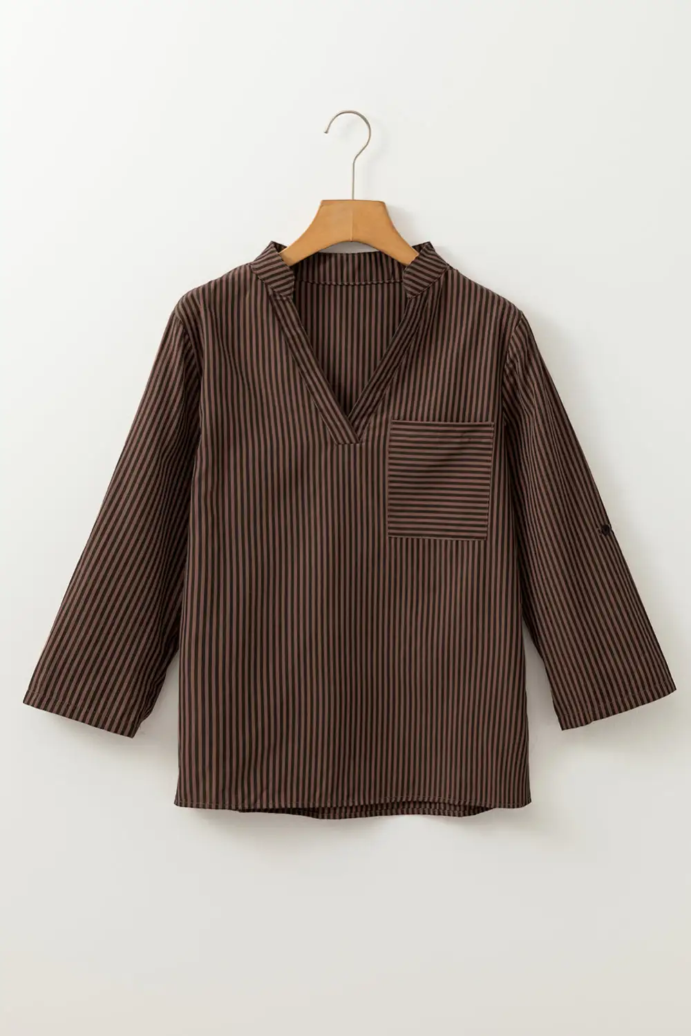 Striped Floral V-Neck Shirt Blouse