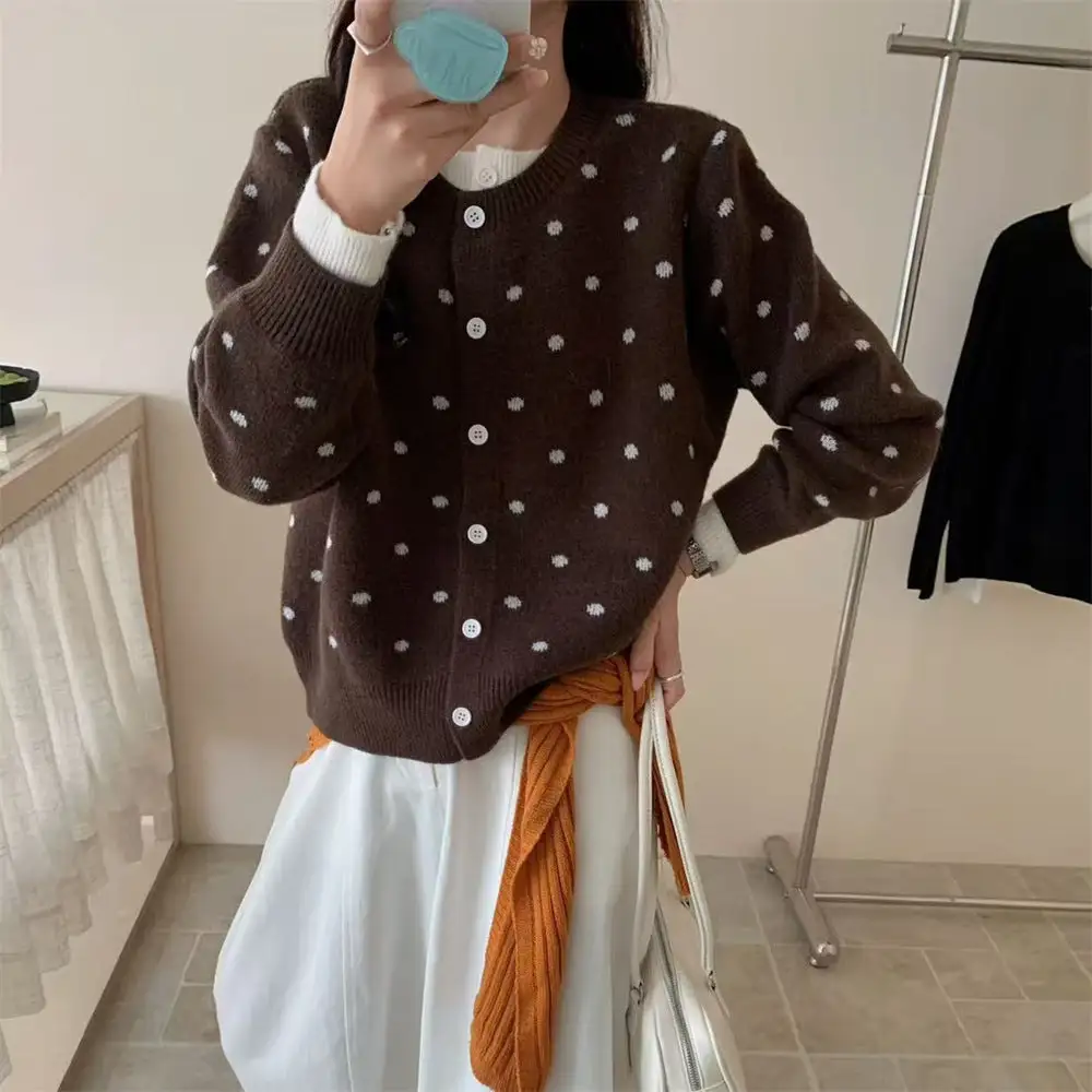 Women's Knit Polka-Dot Cardigan