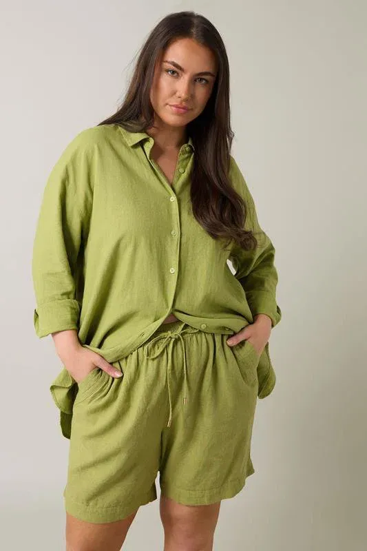Set Chartreuse Green Linen Shirt & Short