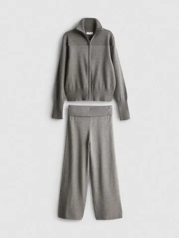 7-15yrs | Funnel Neck Zip-Up Sweatshirt and Knit Joggers Set