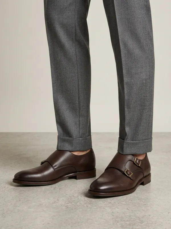 Men's Classic Business Leather Double Monk Strap Shoes