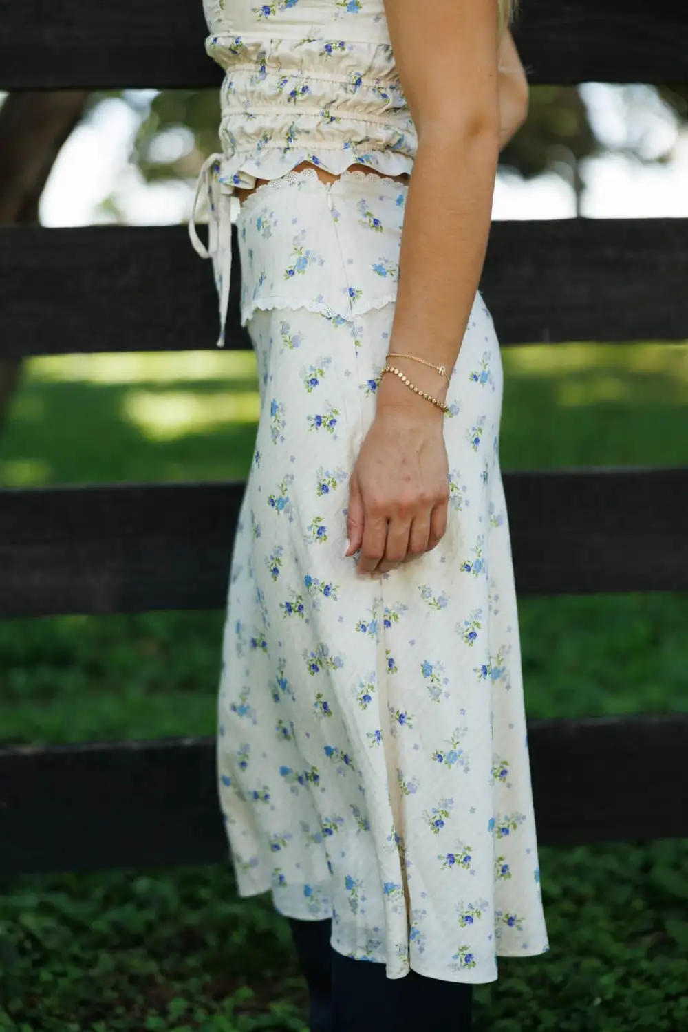 Lace Floral Midi Skirt