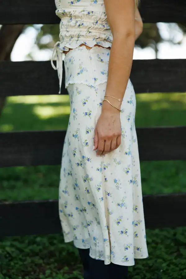Lace Floral Midi Skirt