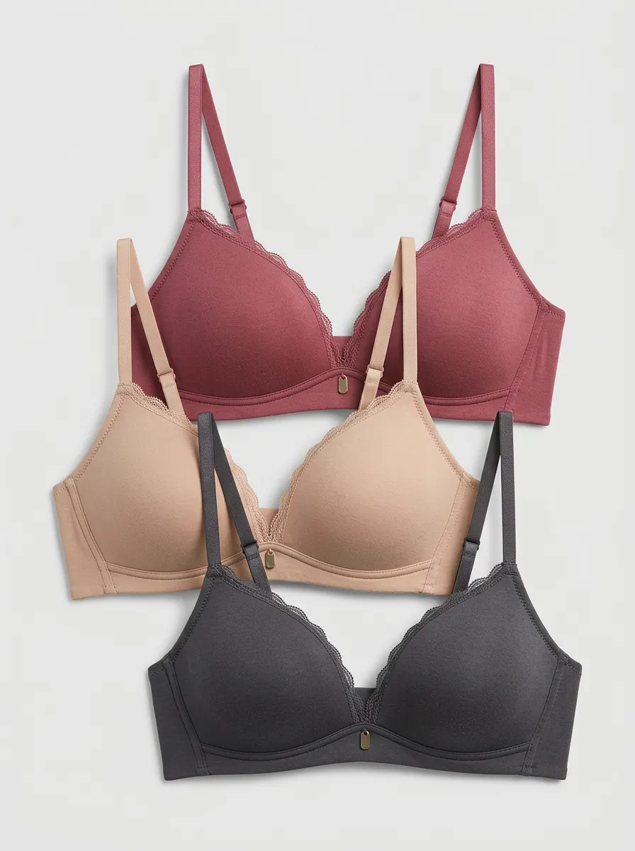 Daily Lace-Trim Women's Three-Piece Bra Set