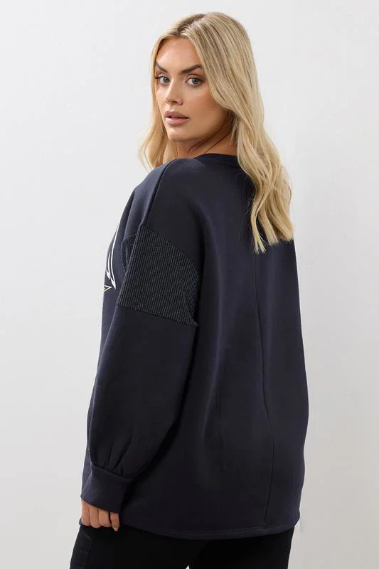 Navy Blue 'New York' Crew Neck Sweatshirt detail 2