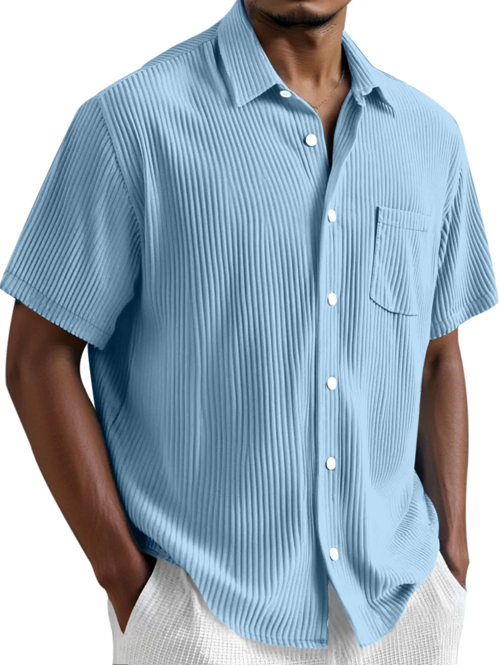 Comfort Fit Short Sleeve Button Front Shirt