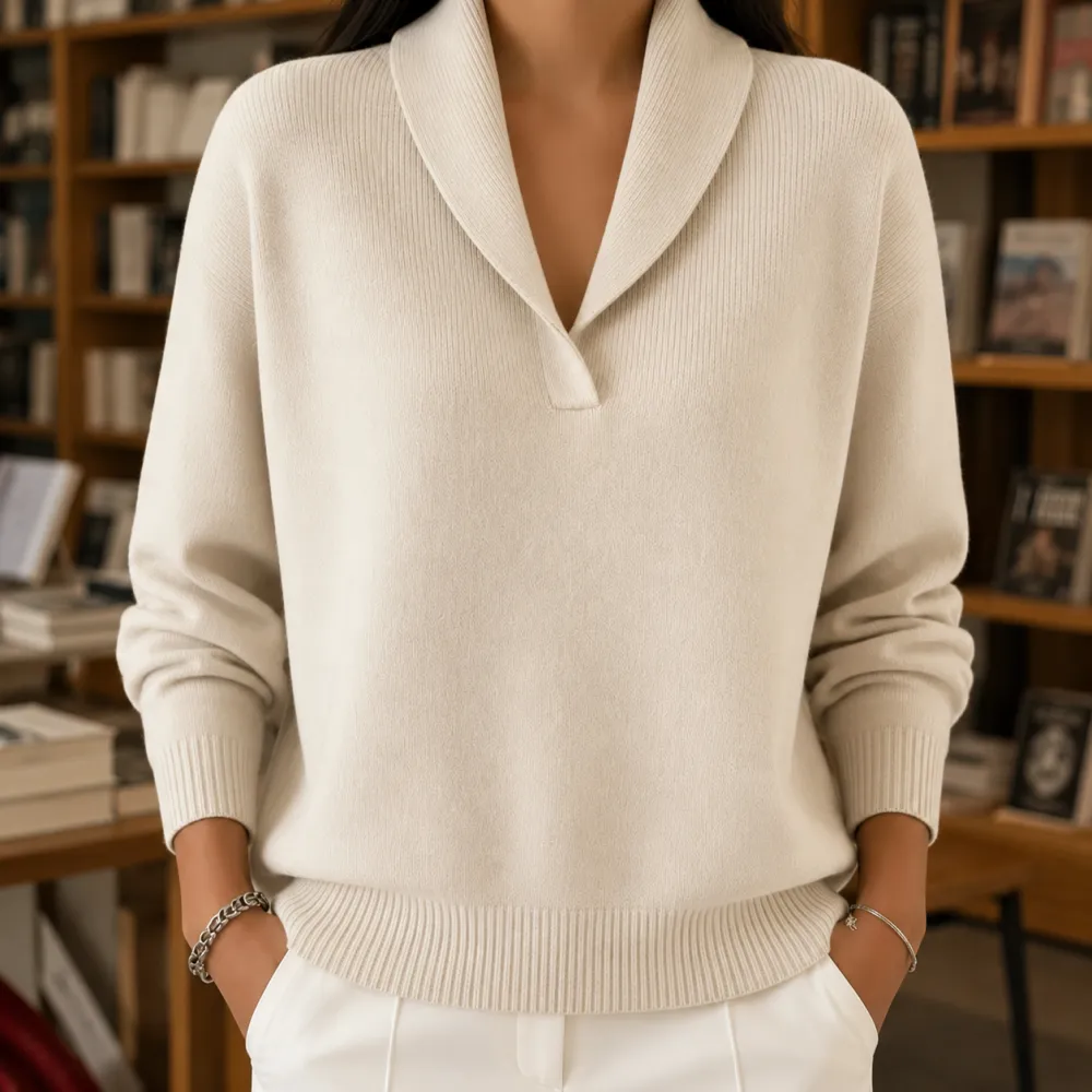 Shawl Collar Soft Knit Sweater