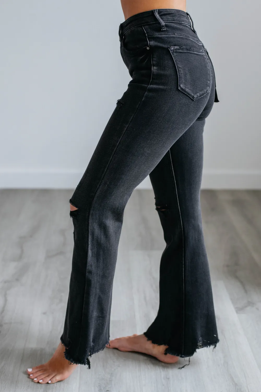 Women's High Rise Flared Leg Cotton Blend Jeans