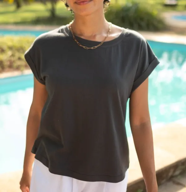 Charcoal Pima Cotton Boxy Tee