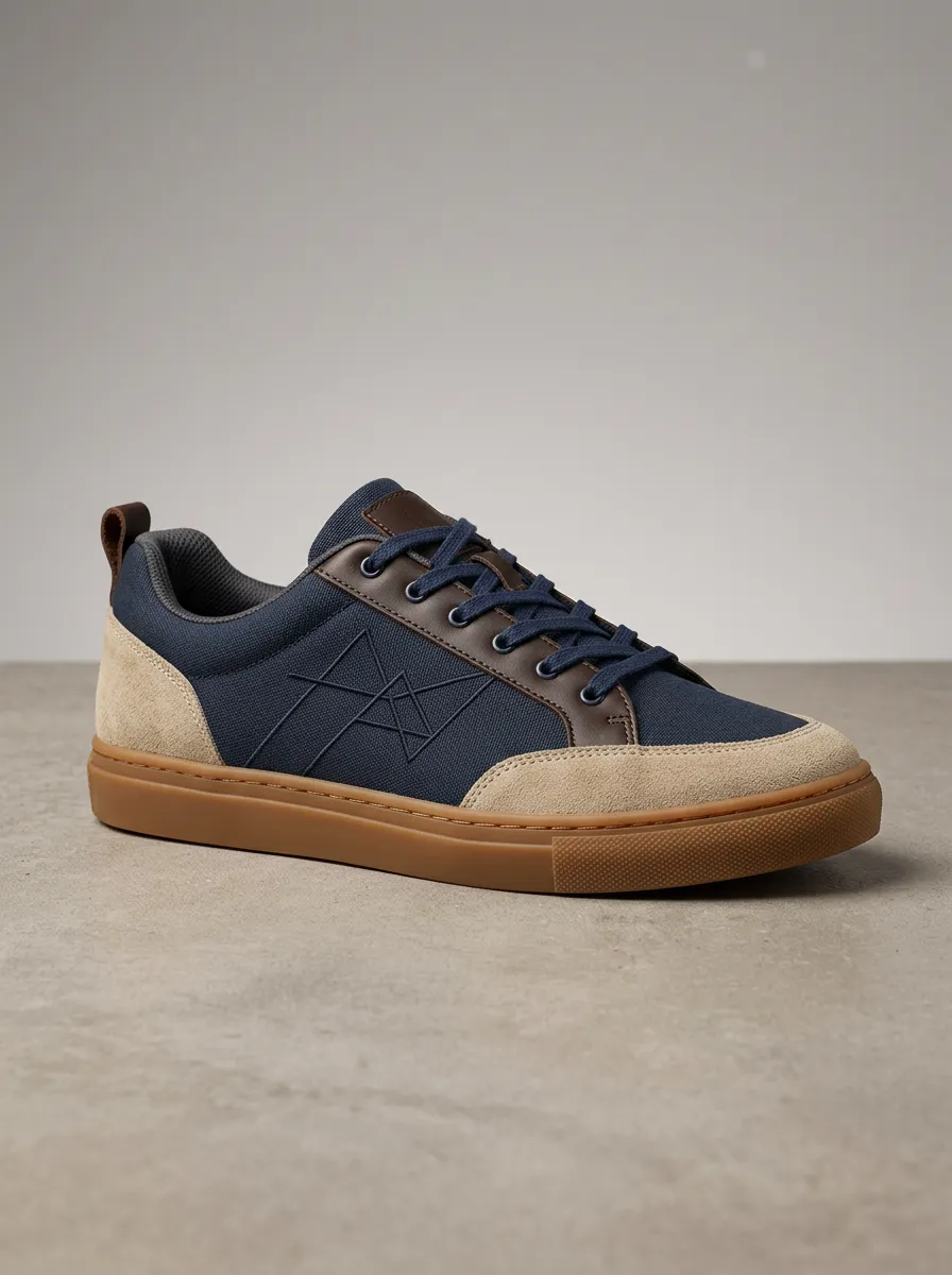 Rugged Suede Look Graphic Finish Men's Casual Sneakers