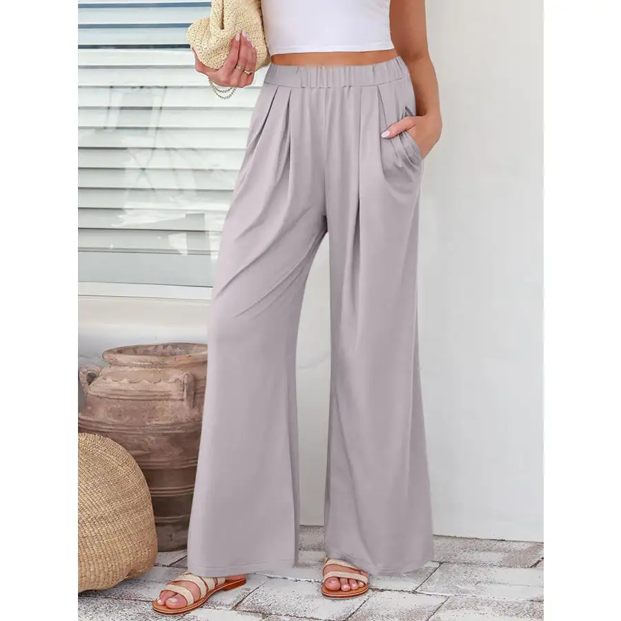 Weekend Elastic Waist Wide Leg Pants
