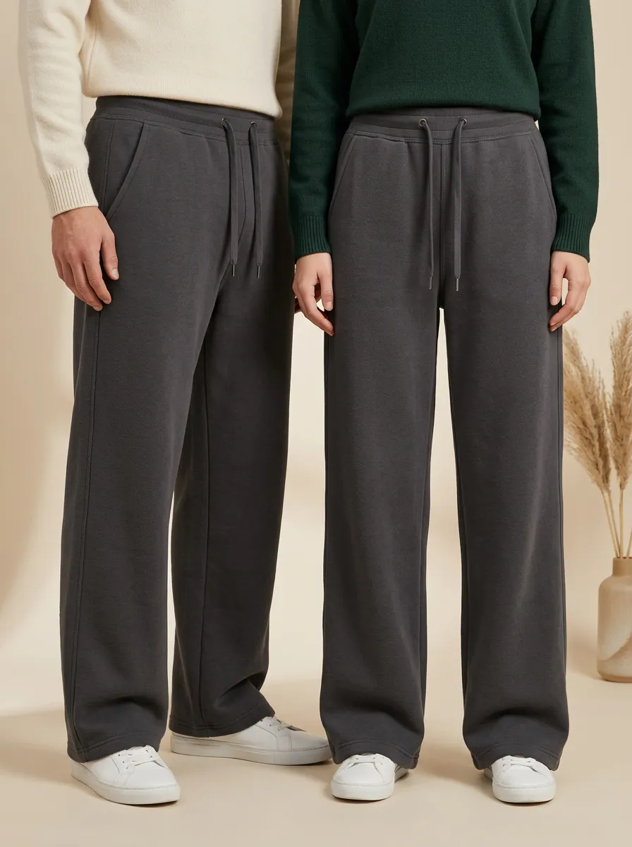 Unisex Drawstring Classic Wide-Leg Track Pants