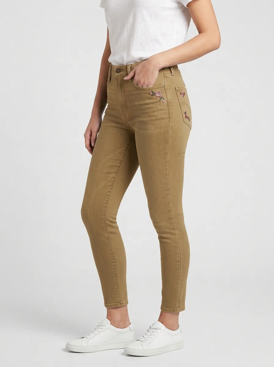 Women's Atlas Floral Rose Embroidered Printed Slim Jeans