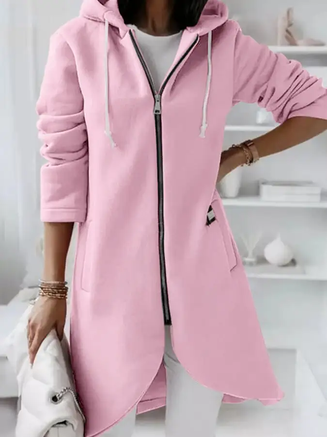 Women's Mid-Length Fleece Zip Hoodie