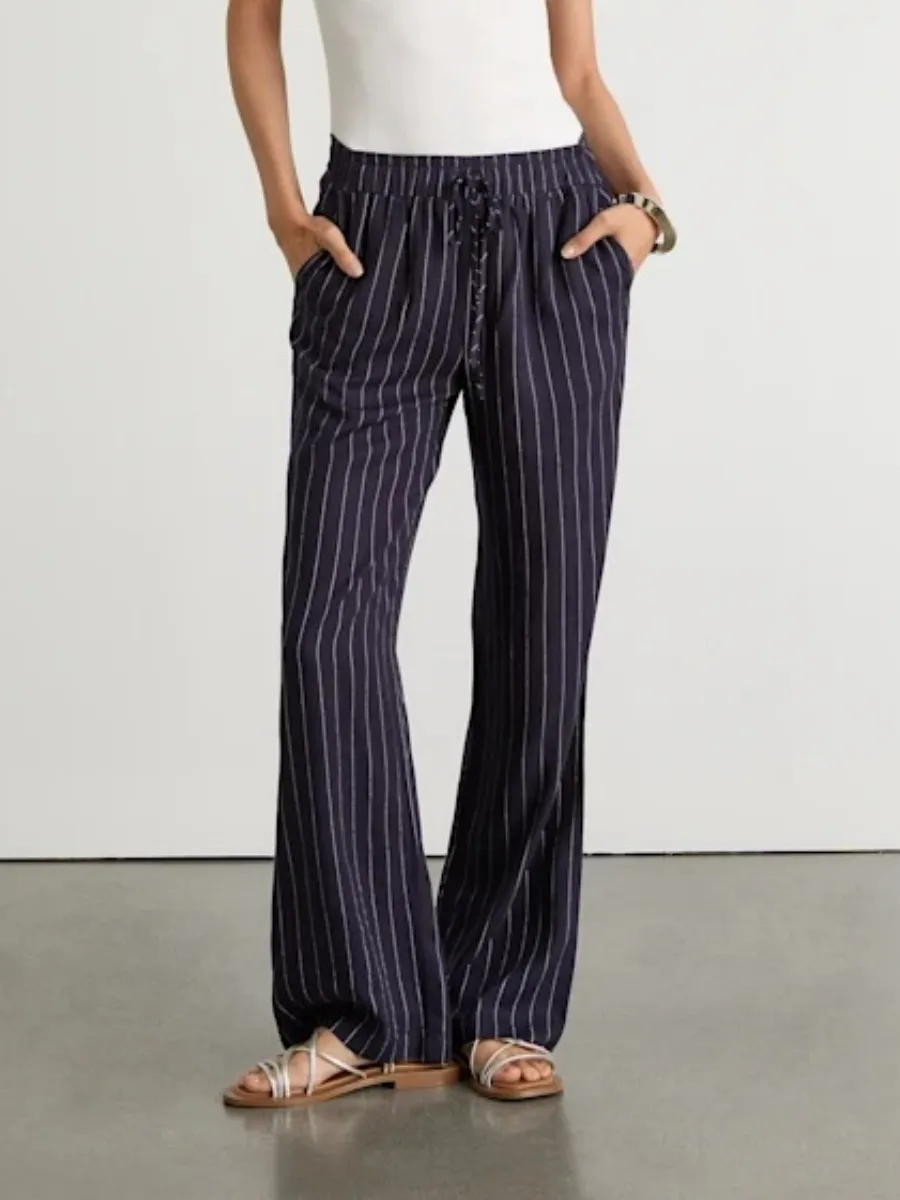 Pocketed Striped Pants