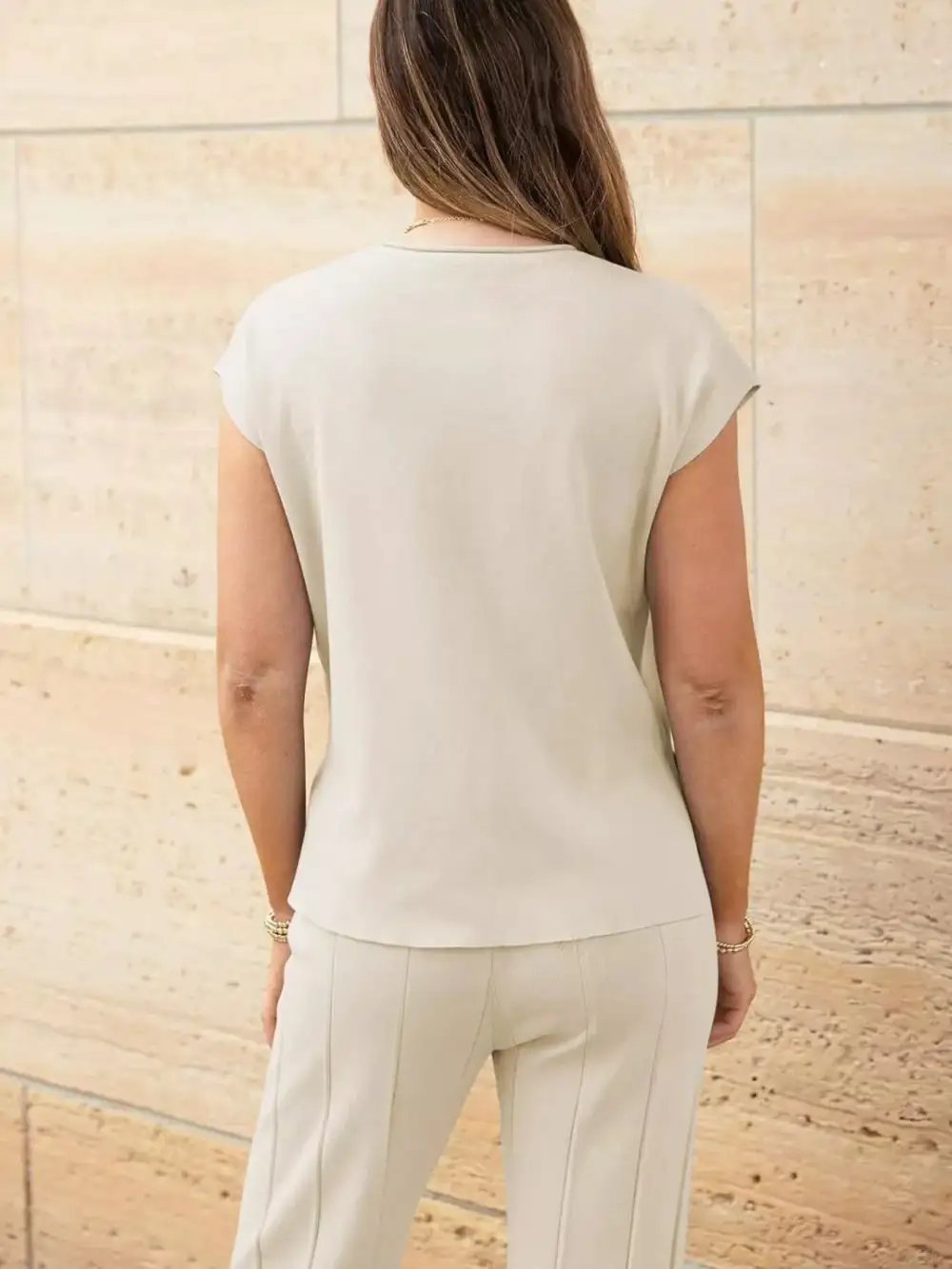 Casual Solid Cap Sleeve Top and Pants Knit Set