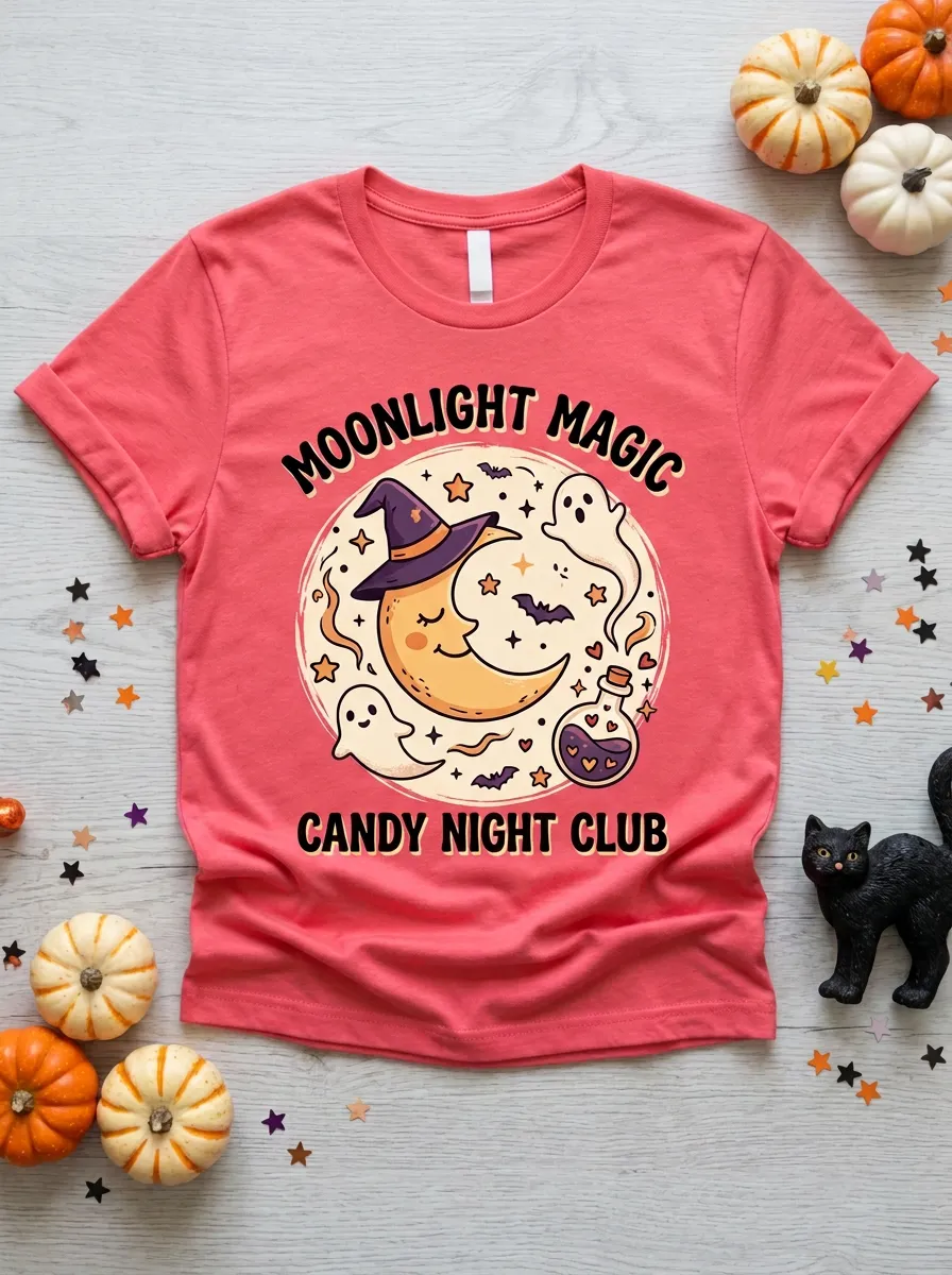 Ghost Moon Magic Halloween Graphic T-Shirt