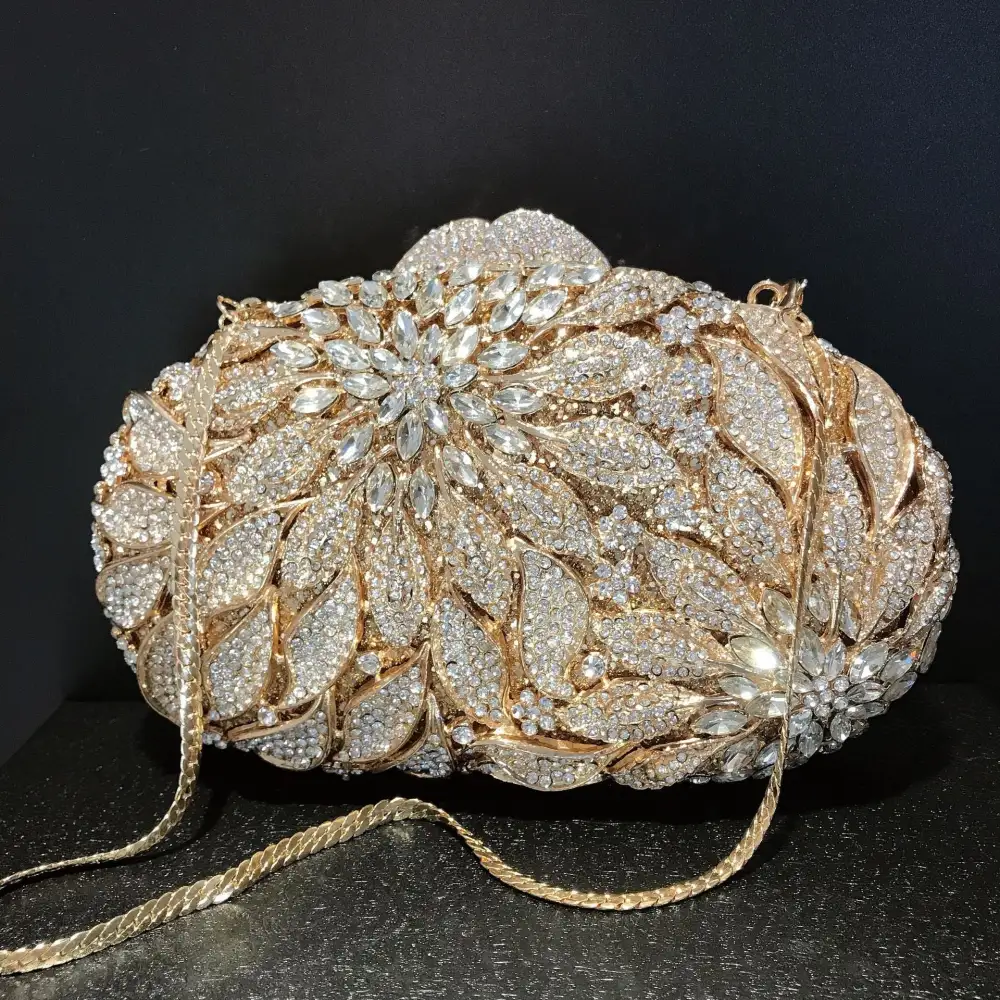 Metal Rhinestone Box Clutch Bag