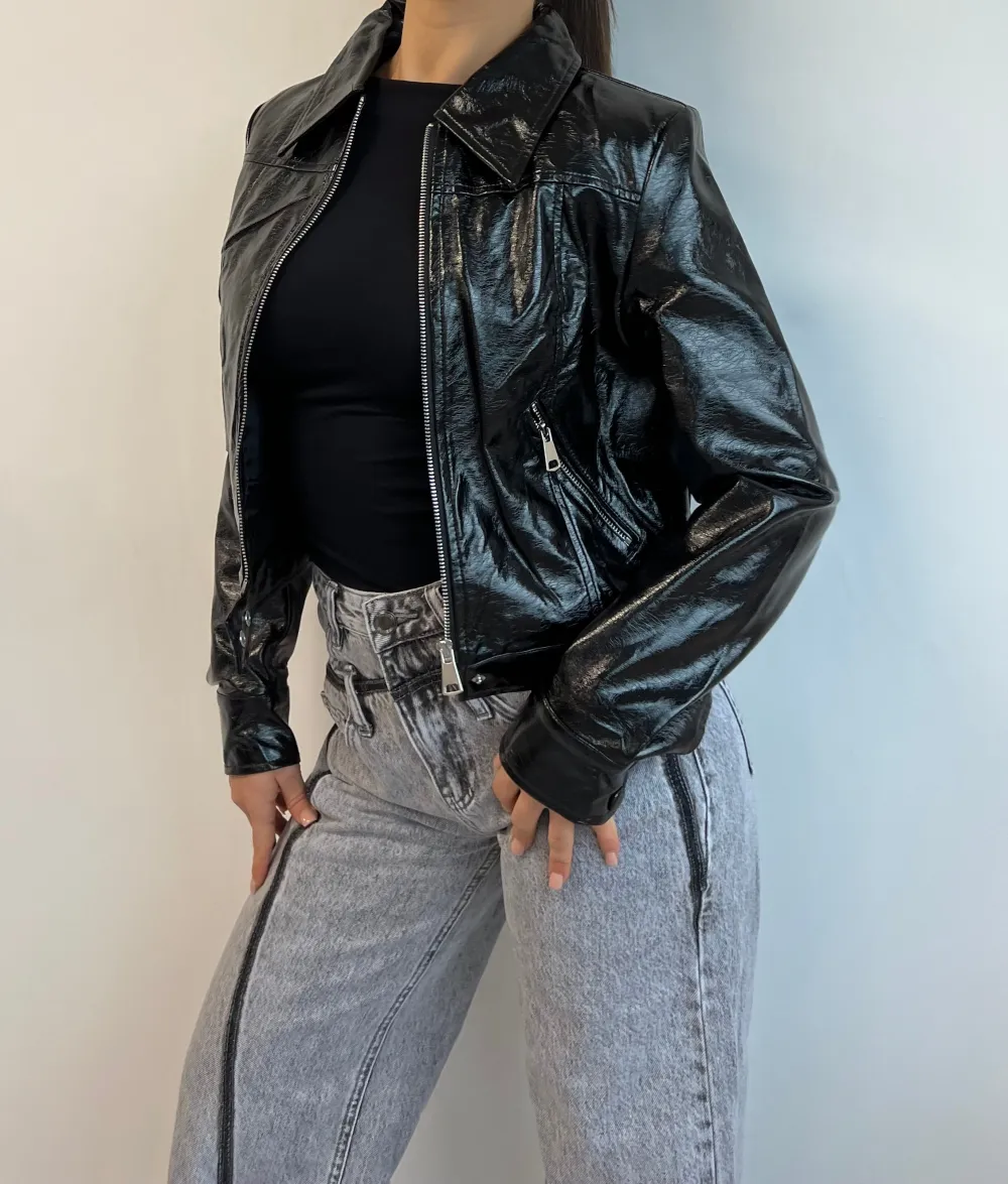 Glossy Vinyl Zip Jacket