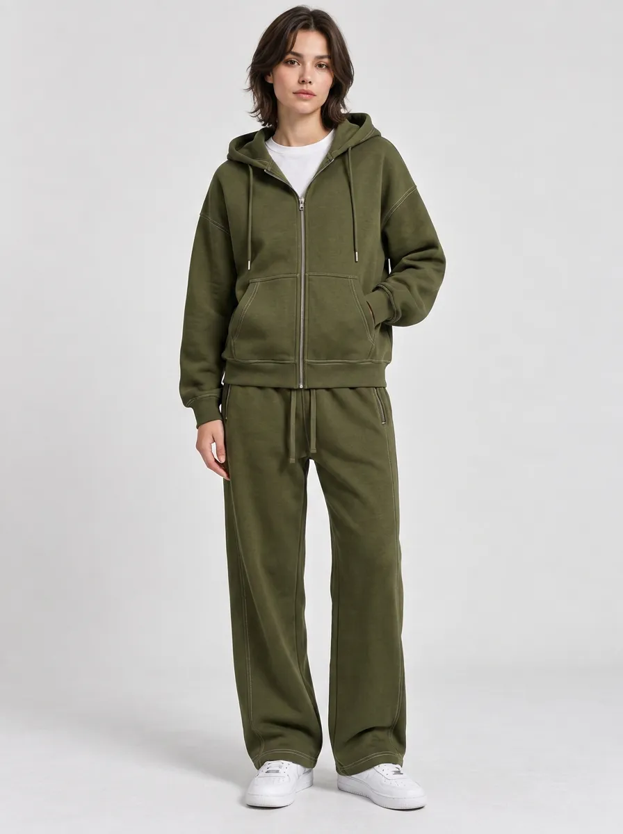 Unisex Sweatpants Zip-Up Hoodie Practice Ready Two-Piece Set