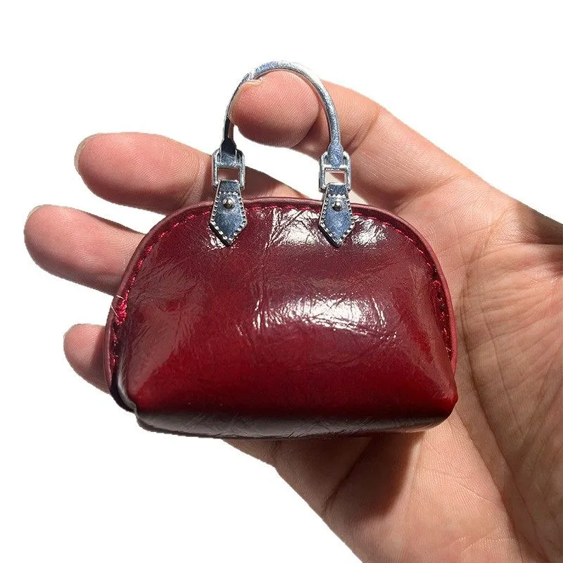 Vintage Leather Keychain Cute Shell Bag Charm