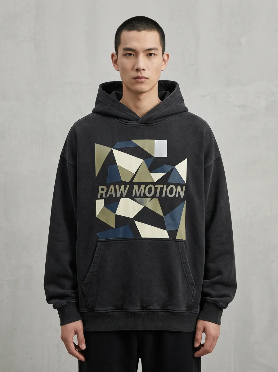 Layered Geometric Men's Graphic Hoodie