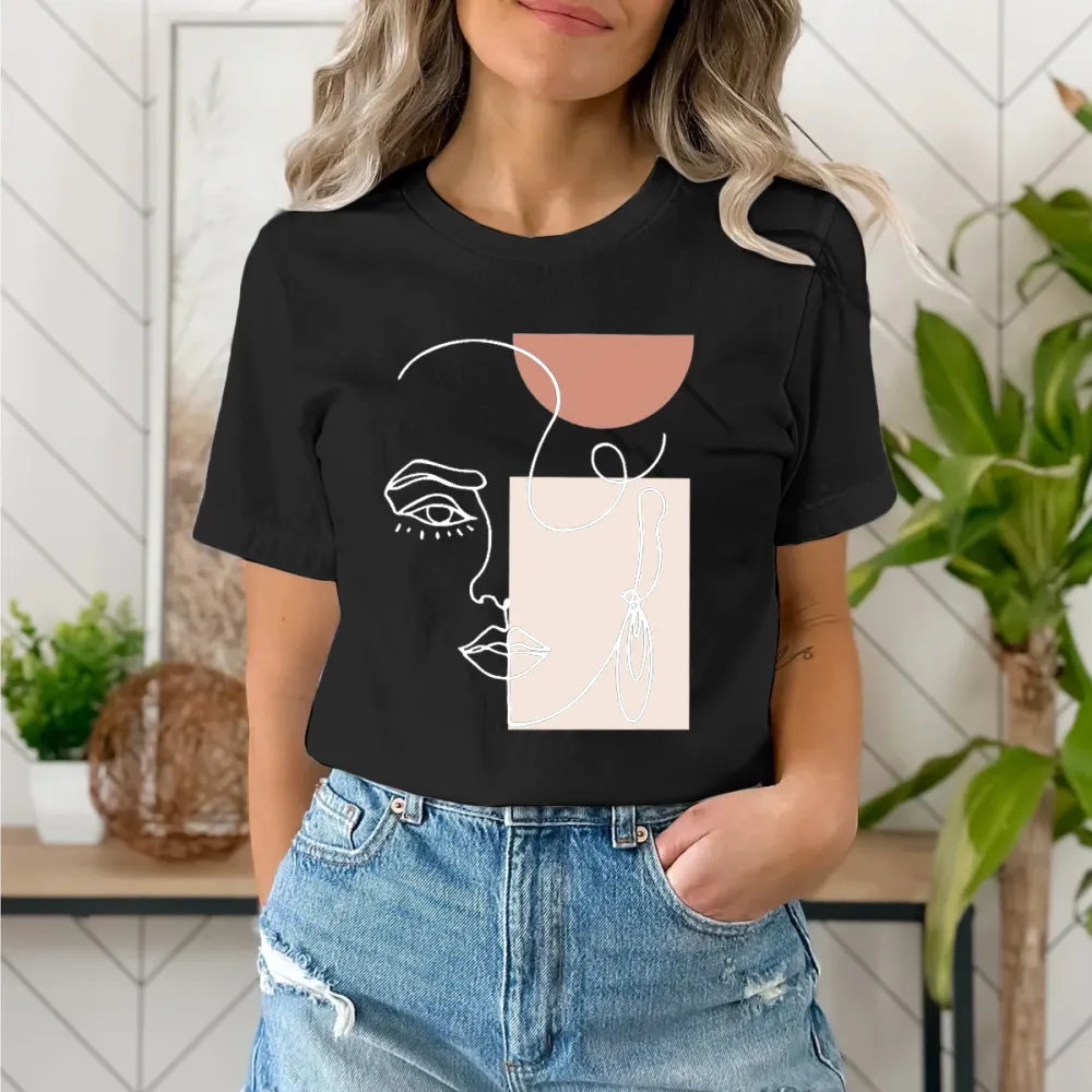 Abstract Woman Face Line Art T-Shirts