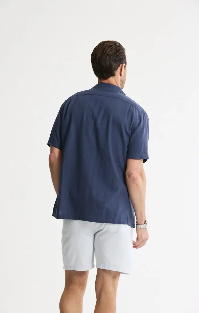 Linen Blend Short Sleeve Camp Shirt